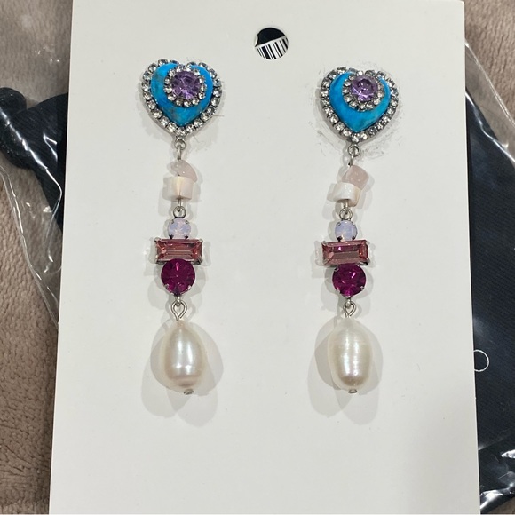 DANNIJO Max 15MM Teardrop Pearl & Glass Crystal Drop Earrings - NWT Never Worn - Picture 3 of 6